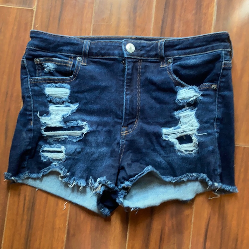AR distressed high waisted jean shorts